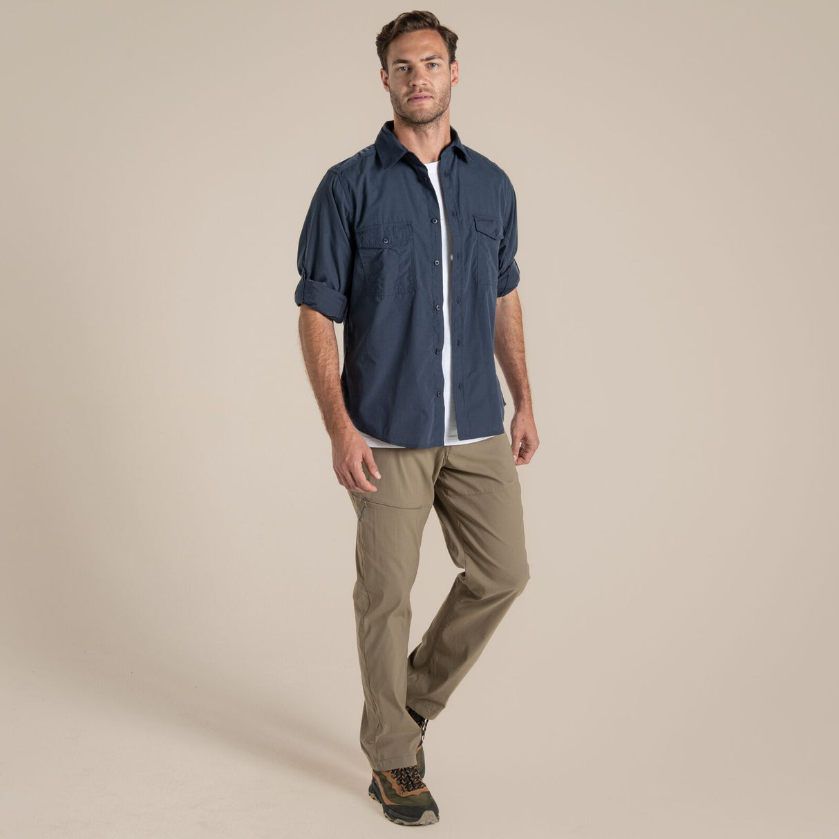 Craghoppers Kiwi Long Sleeve Outdoor Shirt in Ombre Blue