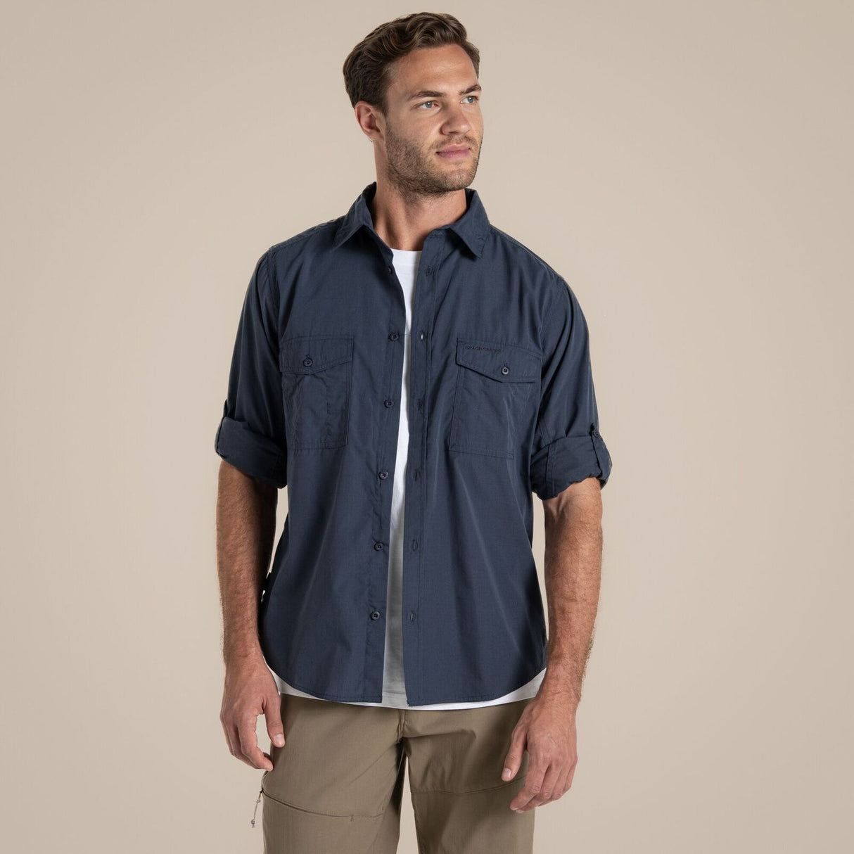 Craghoppers Kiwi Long Sleeve Outdoor Shirt in Ombre Blue
