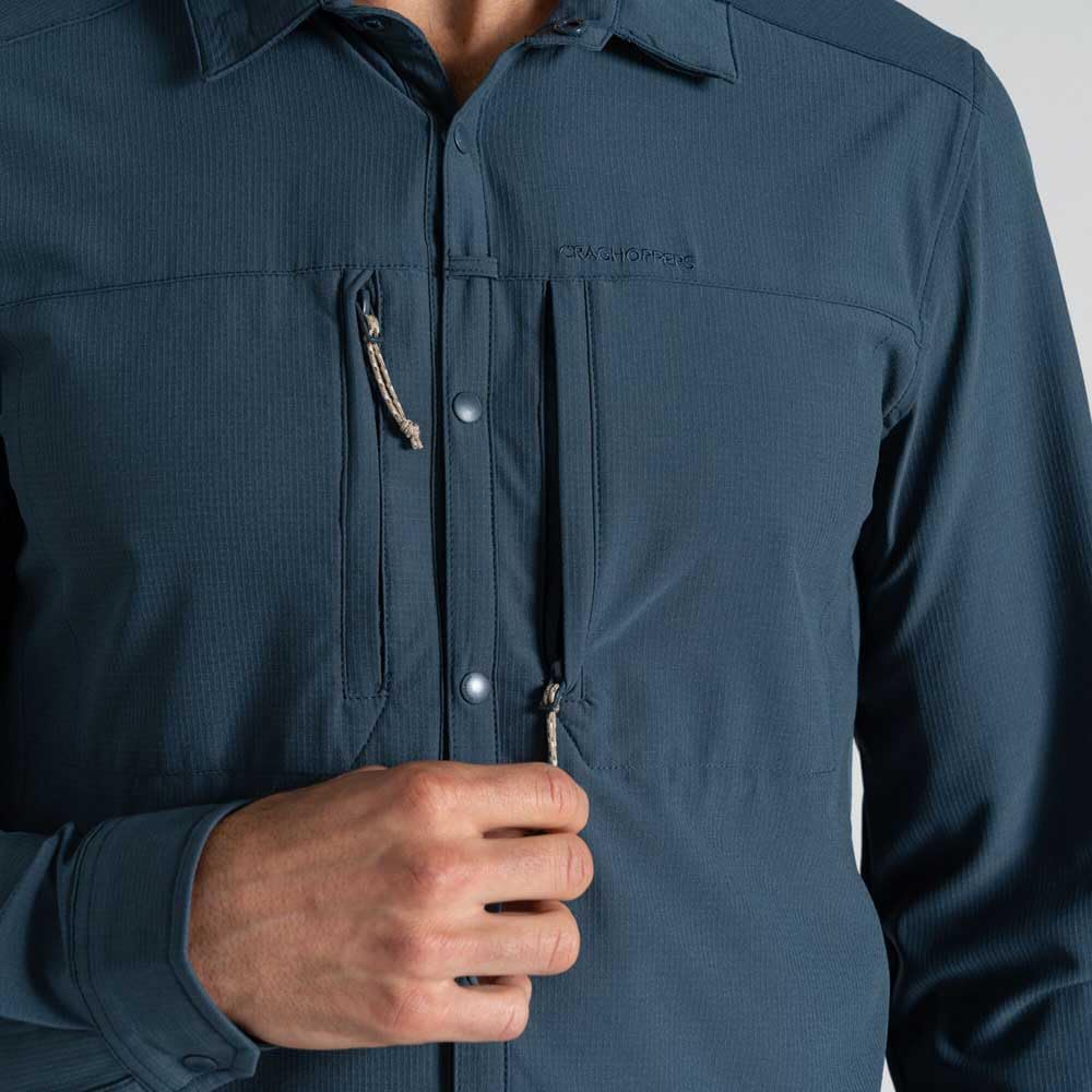 Craghoppers Mens NosiLife Long Sleeve Pro Shirt V in Blue Stone
