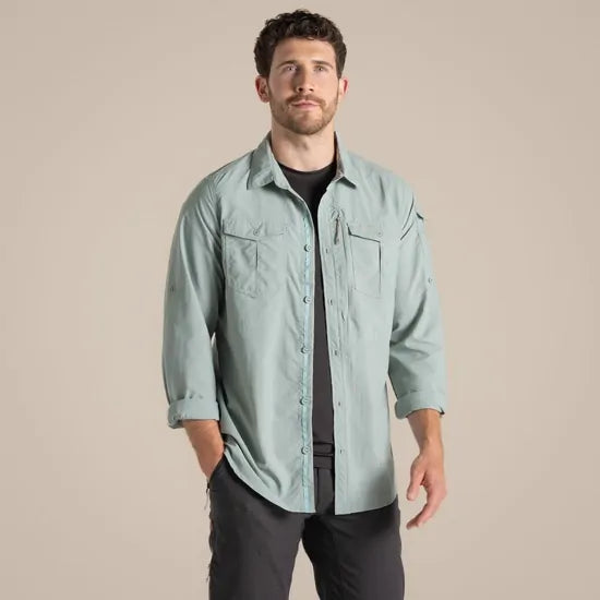 Craghoppers NosiLife Adventure III Long Sleeve Shirt in Lichen Green