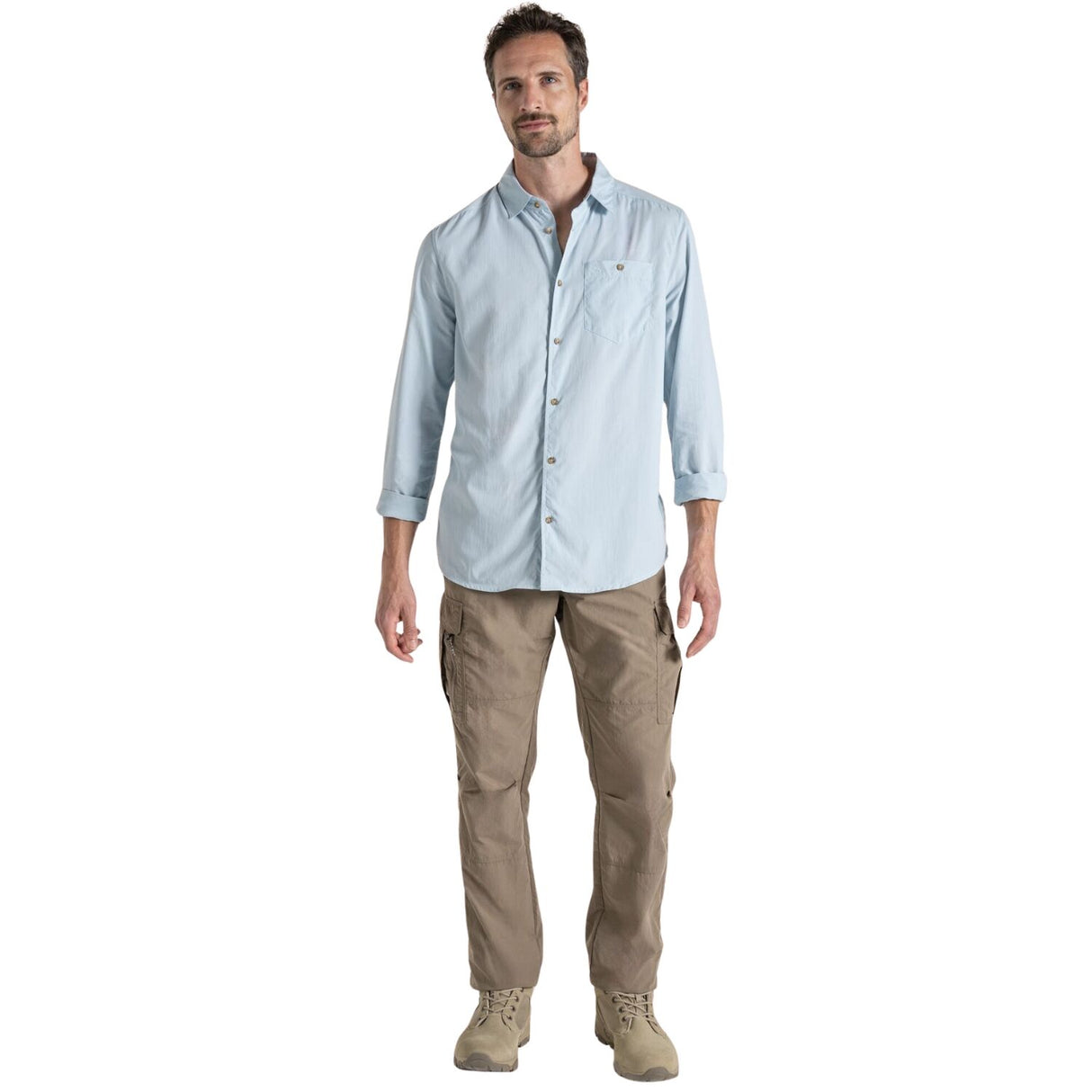 Craghoppers Mens Nuoro Lightweight Anti-Insect Long Sleeve Travel Shirt in Niagara Blue