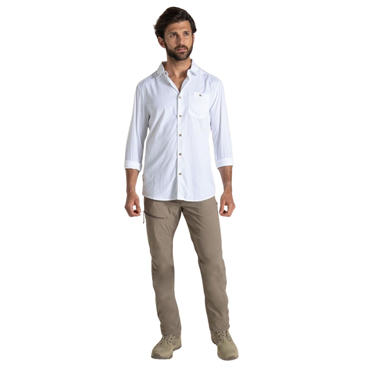 Craghoppers Mens Nuoro II Anti-Insect Quick Dry Long Sleeve Travel Shirt in White