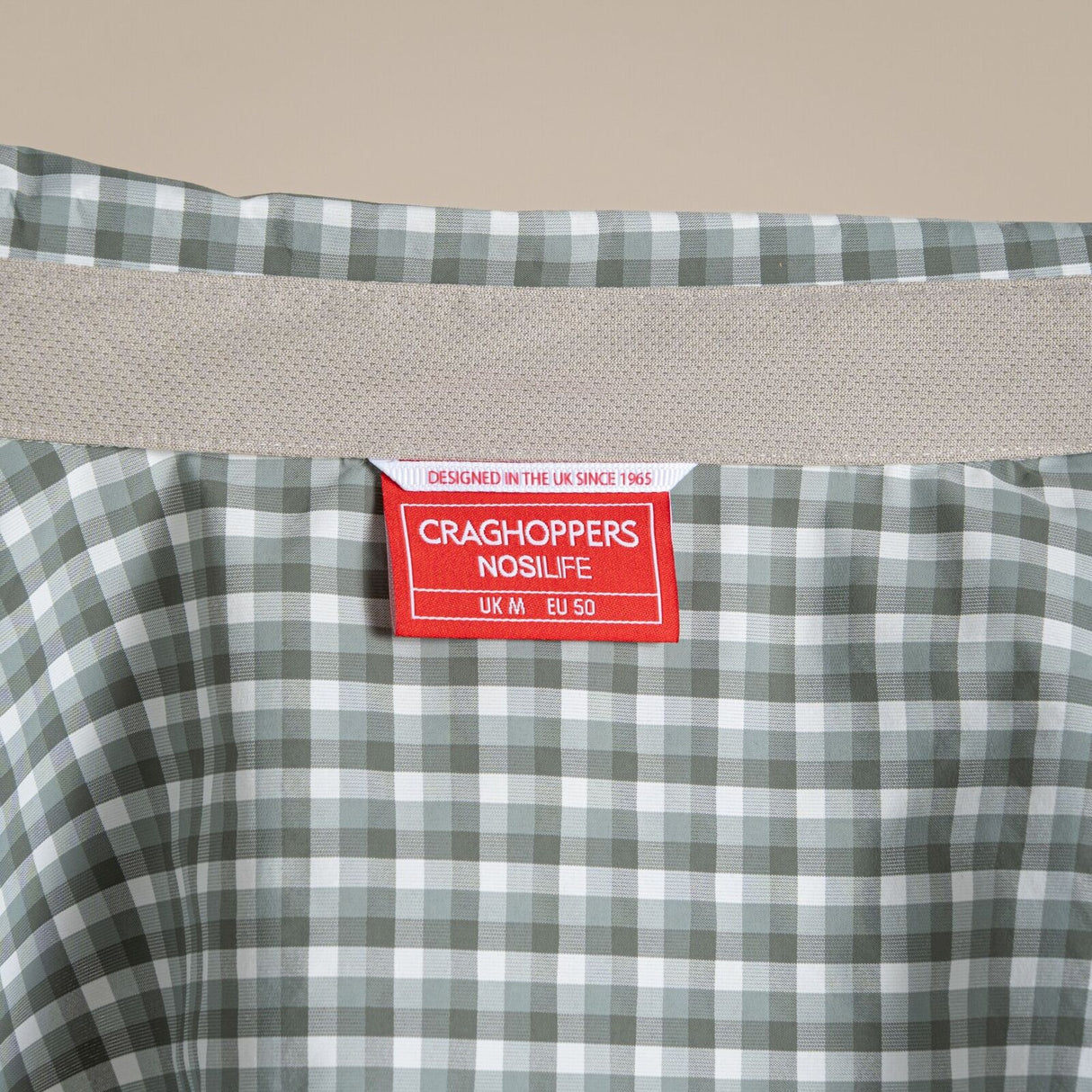Craghoppers NosiLife Nuoro Check Long Sleeve Shirt in Lichen Green / Ecru Check