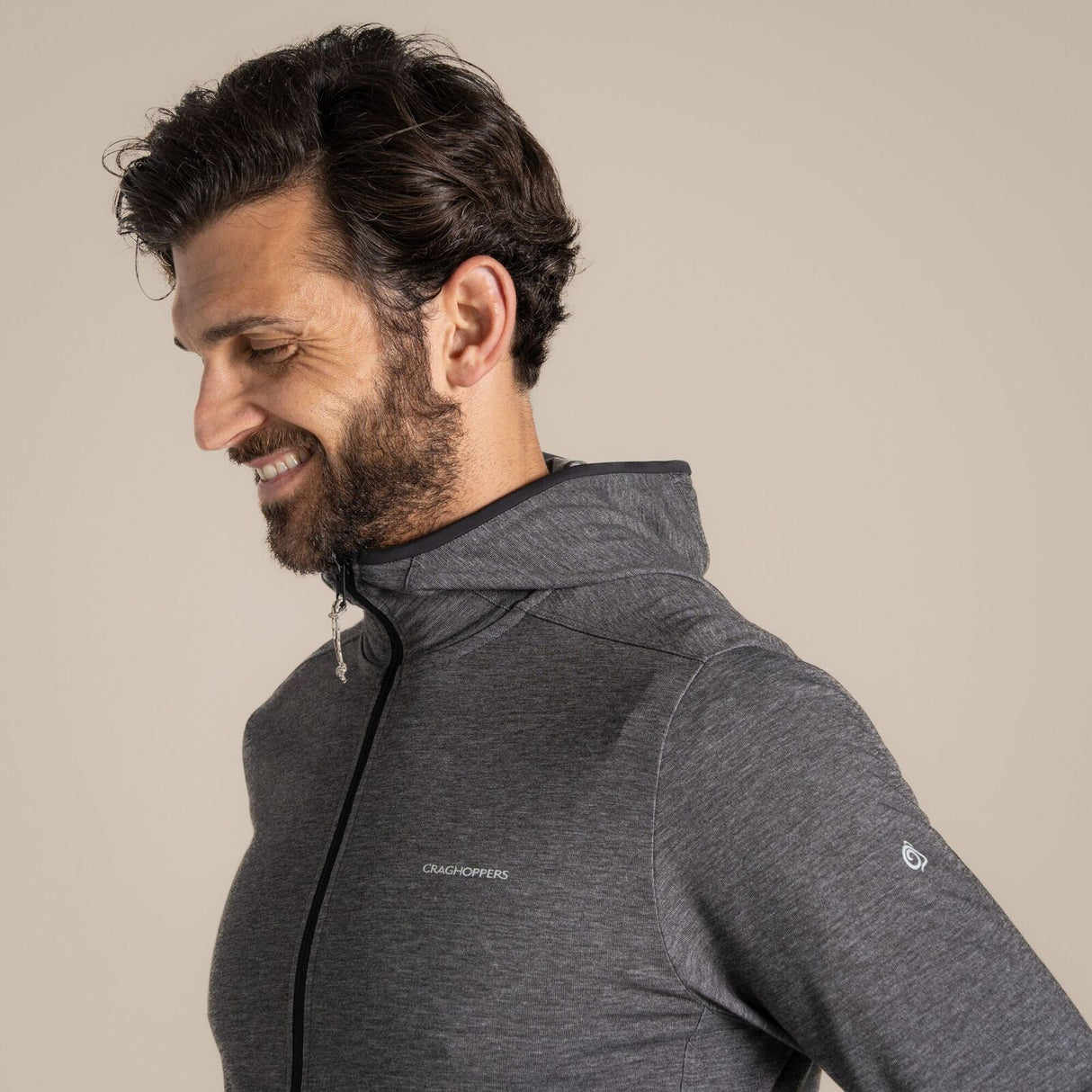 Craghoppers NosiLife Deft Hooded Travel Jacket in Black Pepper Marl