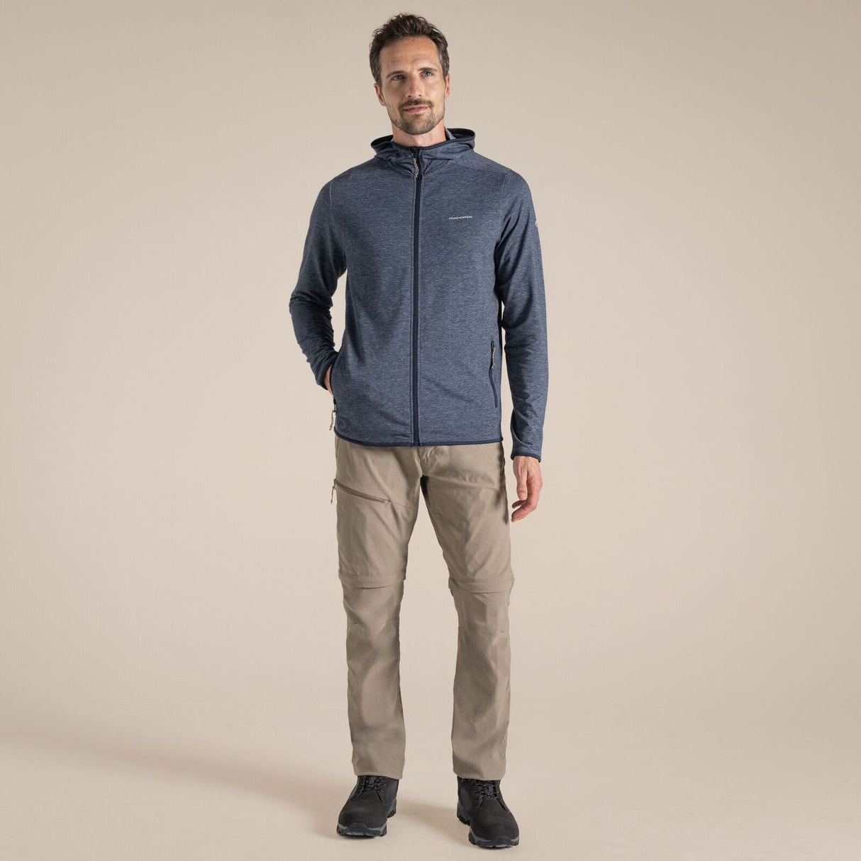 Craghoppers NosiLife Deft Hooded Travel Jacket in Blue Navy Marl