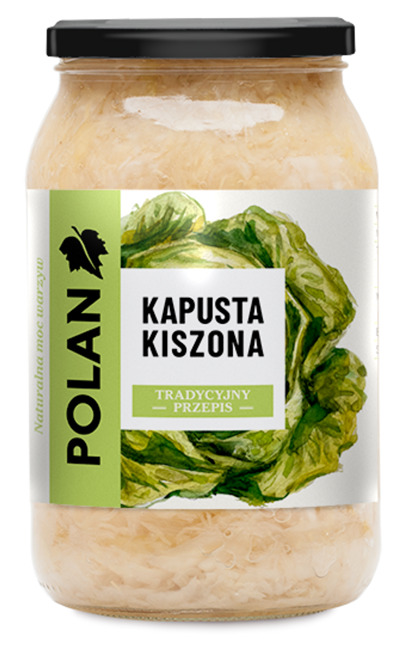 520g Polan Sauerkraut Fermented Cabbage Kapusta Kiszona in Glass Jar - Product of Poland