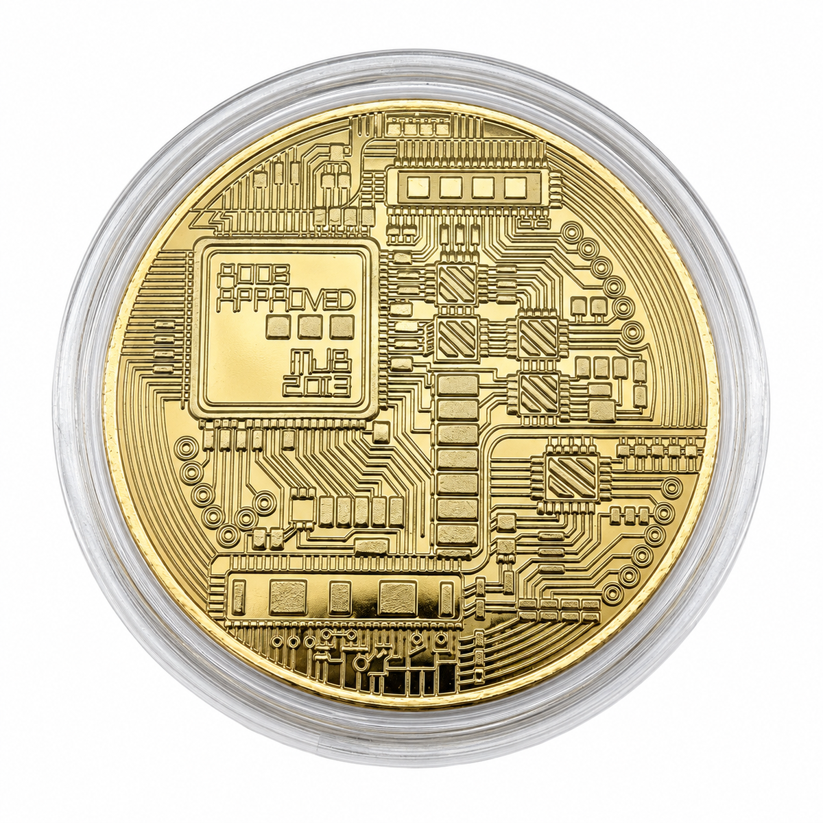 1 x New Gold Bitcoin Commemorative Collectors Gold Plated Bit Coin w/ Case