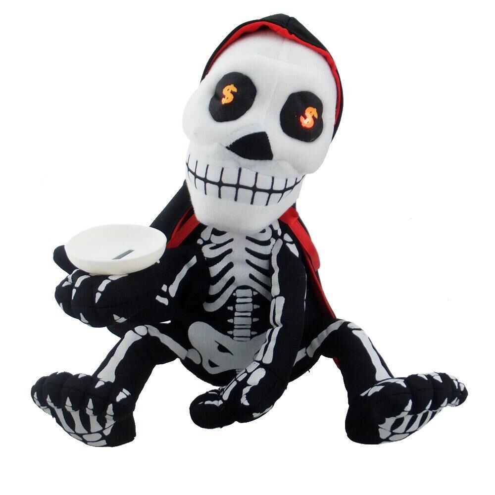 Halloween Skeleton Piggy Bank Coin Box Money Saving Plush Toy w/ Music & Dancing