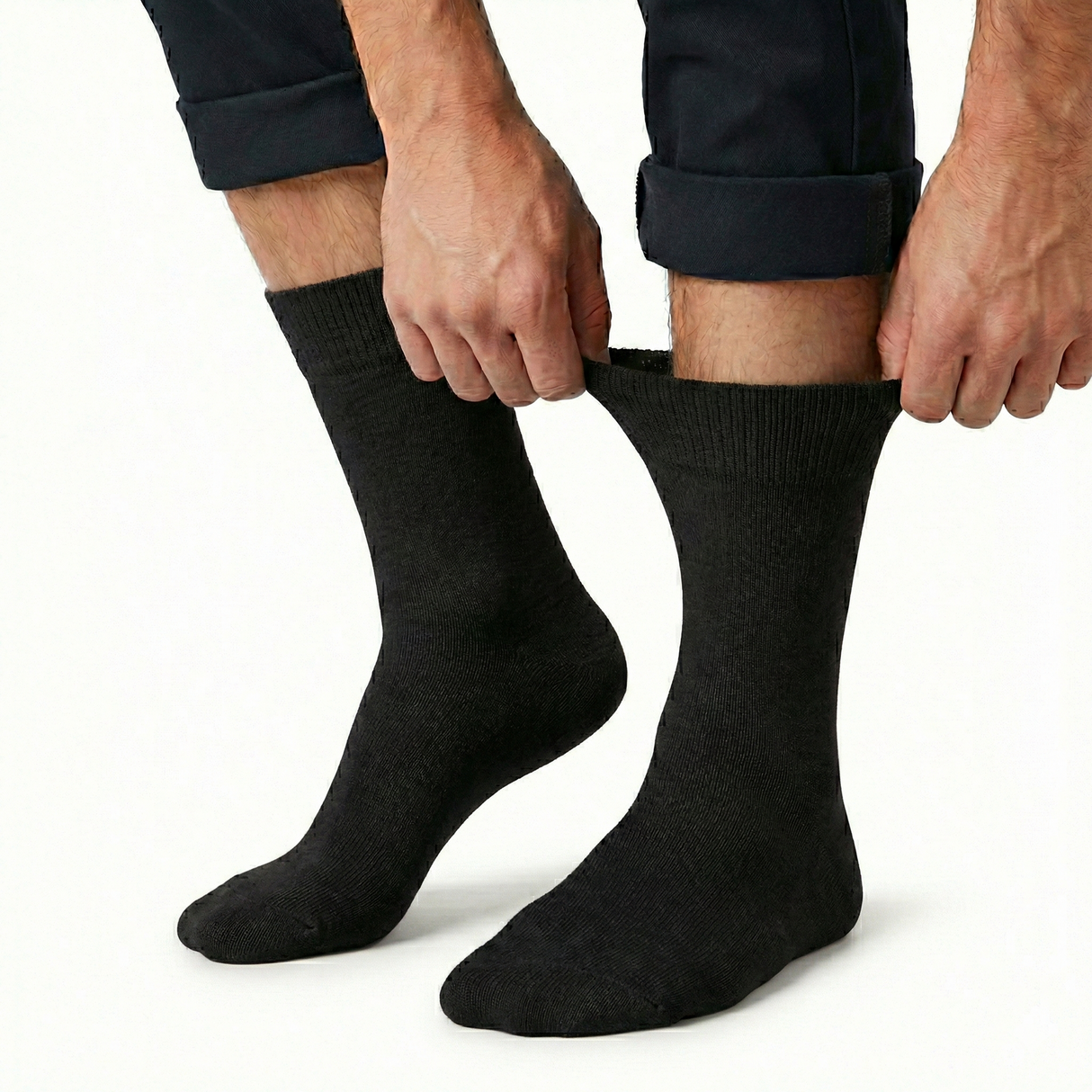 1x Pair Black Cotton Rich Loose Top Socks (Comfort Diabetic Circulation)