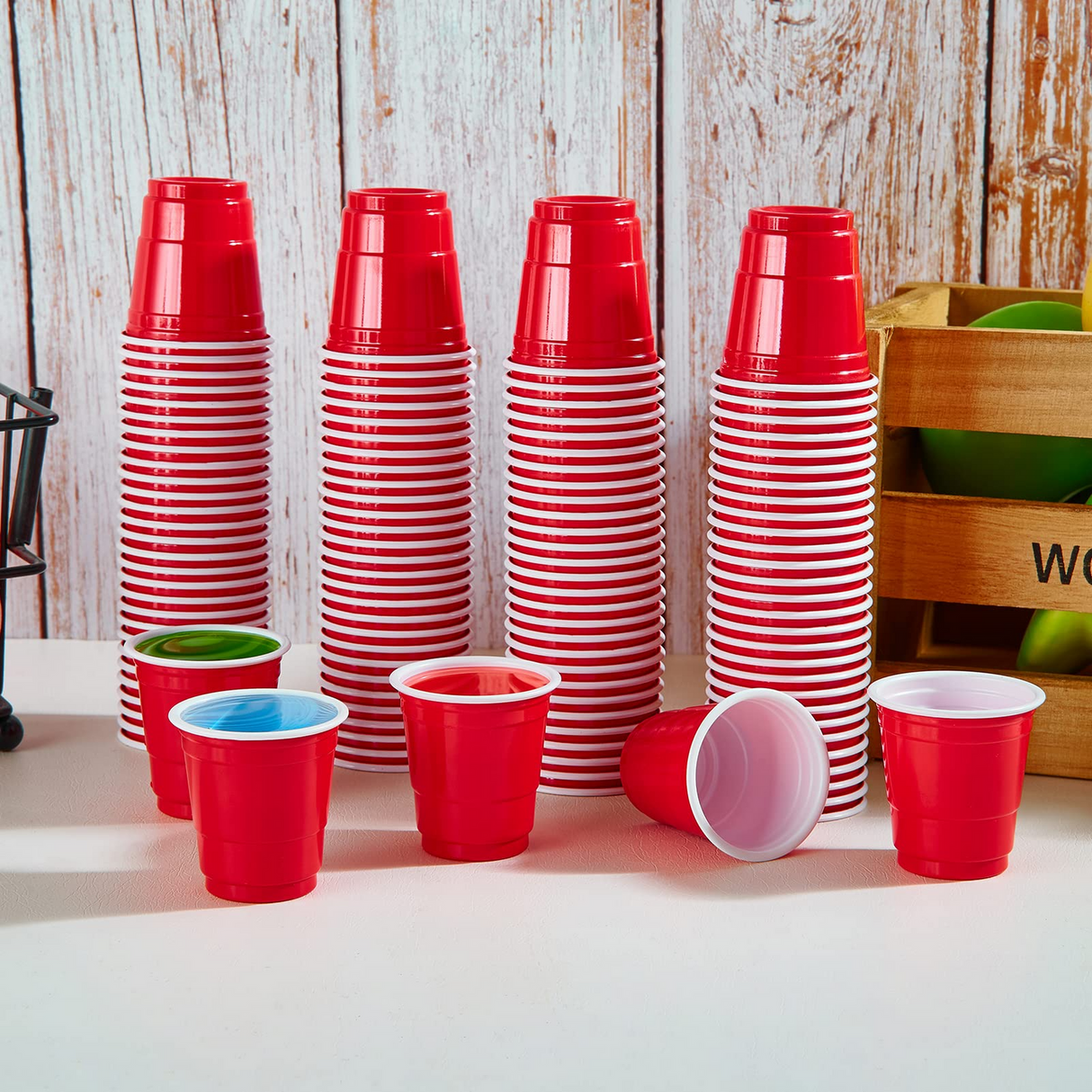 576x 2oz (60ml) Premium Plastic Red Mini Shot Cups Extra Strong PET BPA Free