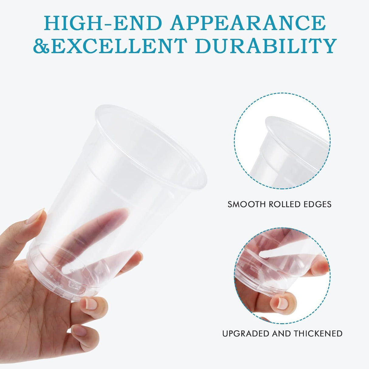 540x 16oz (480ml) Premium Plastic Clear Cups - BPA Free