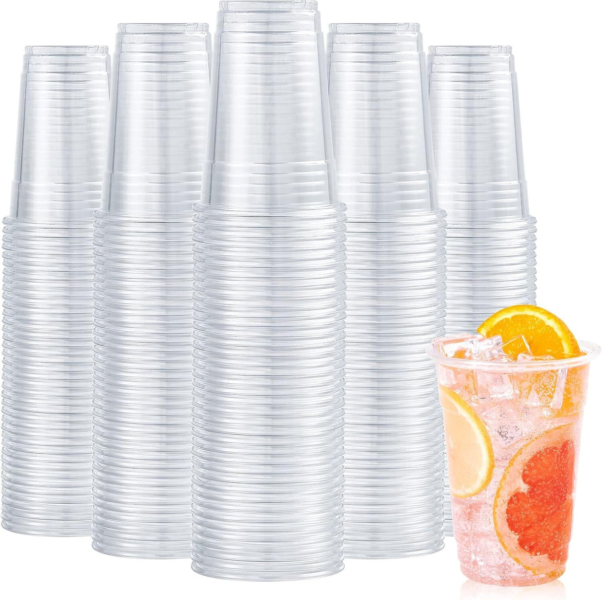 540x 16oz (480ml) Premium Plastic Clear Cups - BPA Free