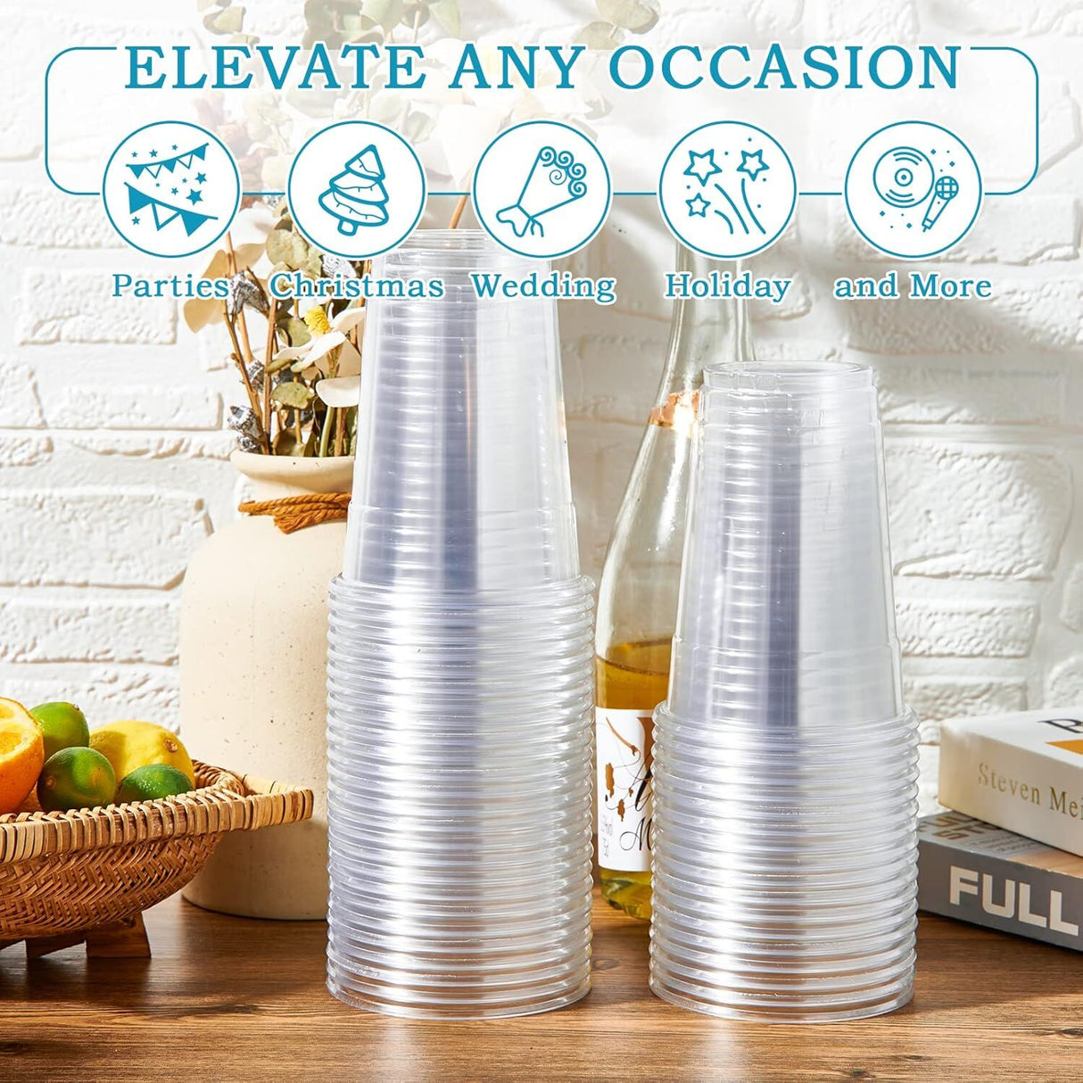 540x 16oz (480ml) Premium Plastic Clear Cups - BPA Free