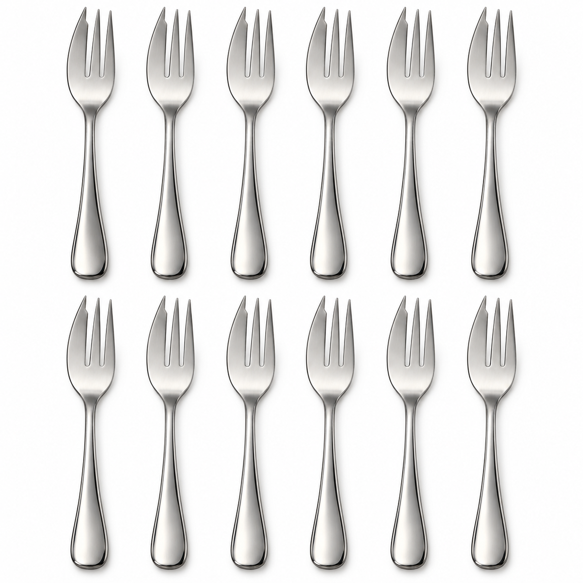 12x Stainless Steel Dessert Forks Bulk Pack - Silver (Pastry, Cake & Pie Forks)