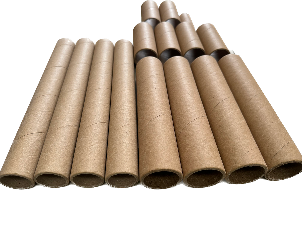 20x Brown Strong Cardboard Paper Tubes - Arts, Crafts, Schools, Packaging & DIY (Assorted Lengths)