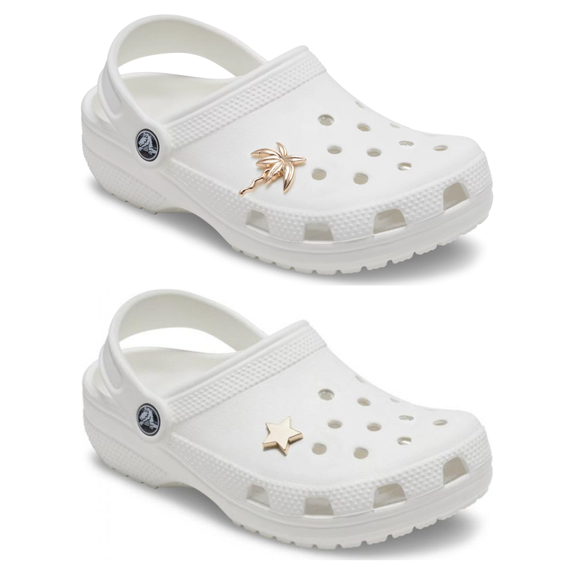 2-Pack Crocs Gold Palm Tree & Star Jibbitz Shoe Charms - 100% Authentic