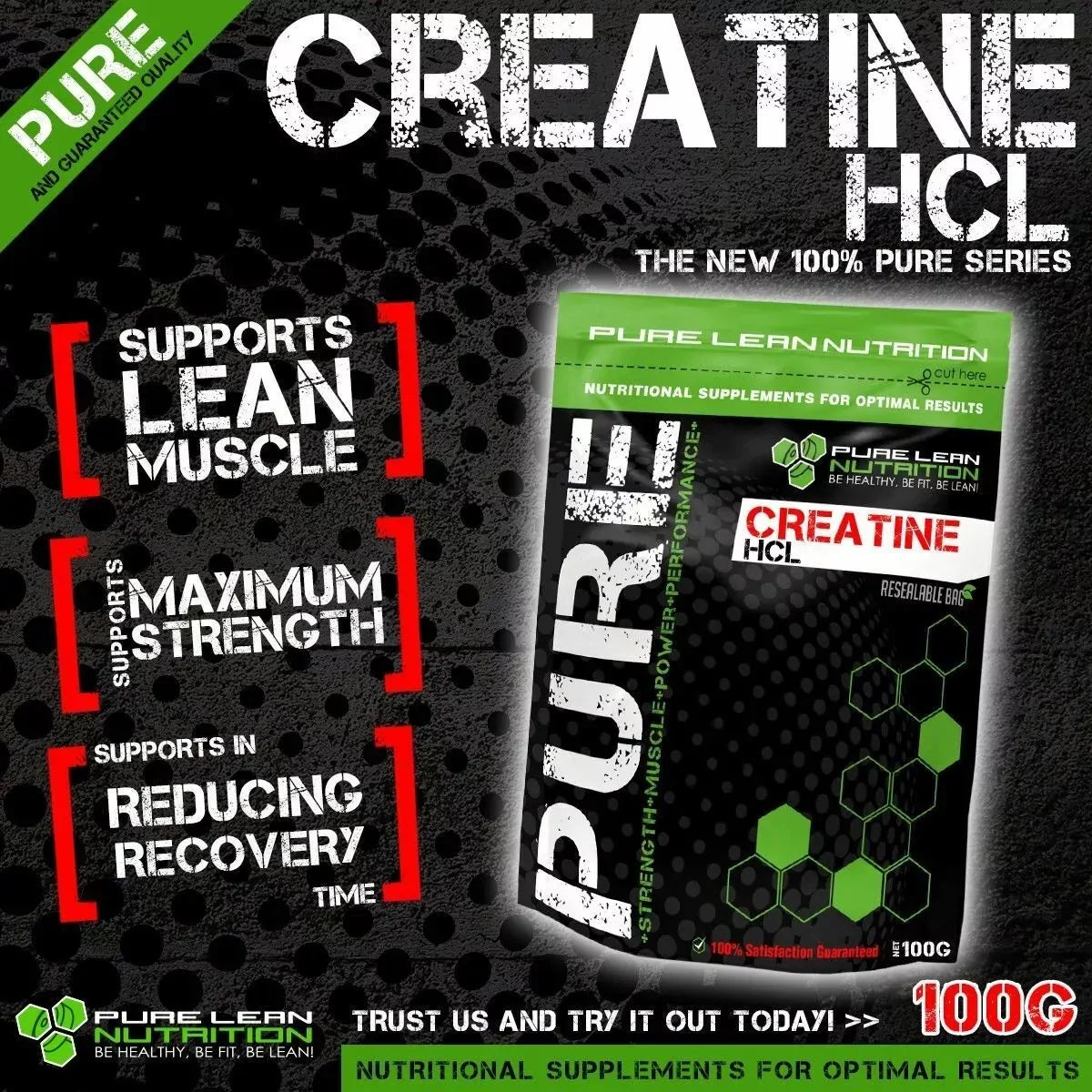 Creatine HCL Strongest Creatine Pre Workout Strength Concentrated Hydrochloride - 100g