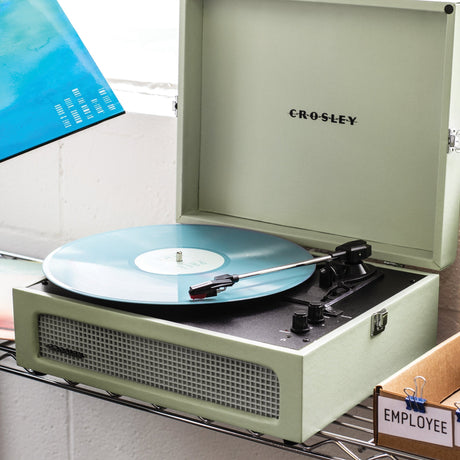 Crosley Voyager Bluetooth Portable Turntable - Sage + Bundled Majority D40X Bluetooth Speakers - Black