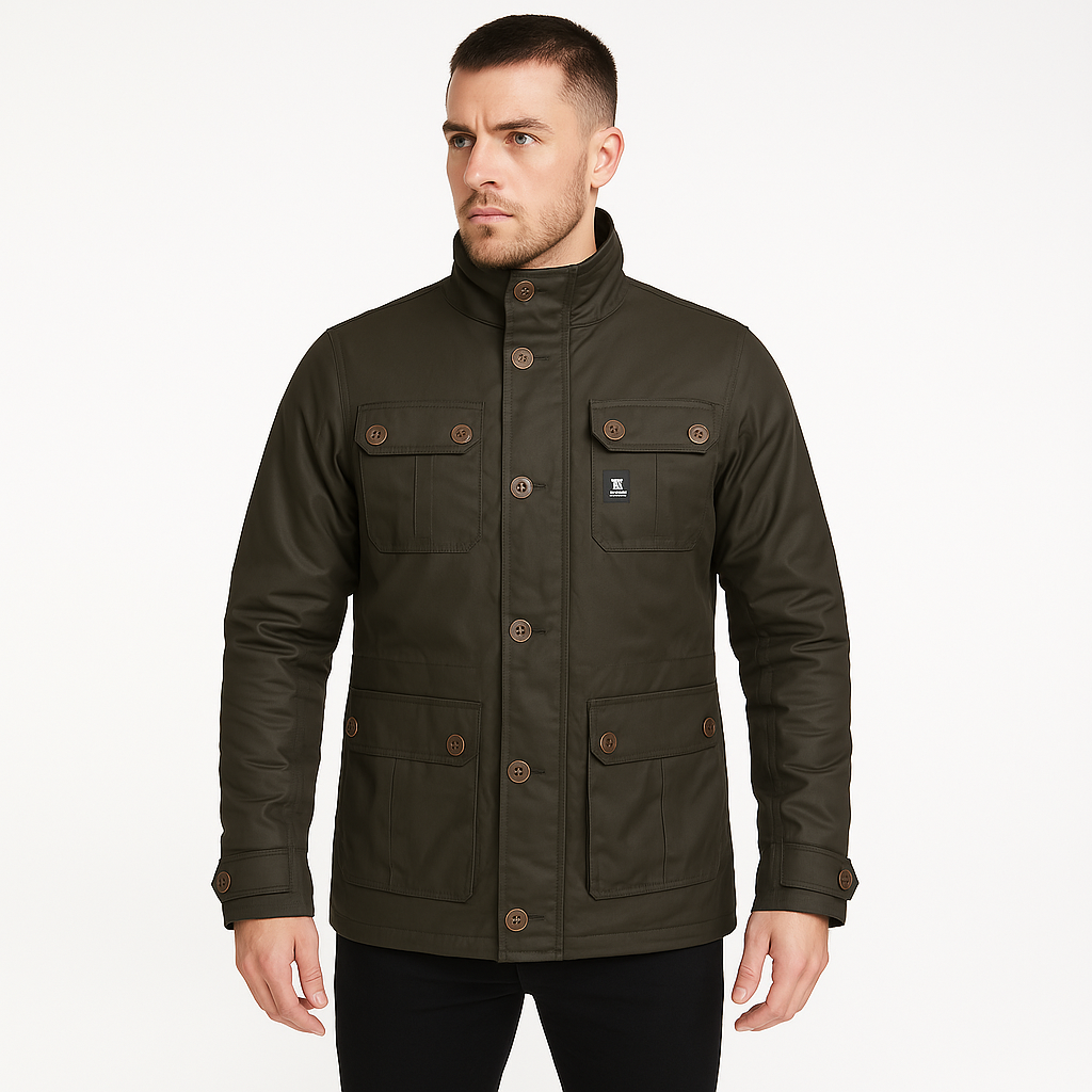 Crosshatch Mens Vinyl Quilted Jacket Warm Winter Joseph Style - Black - Medium