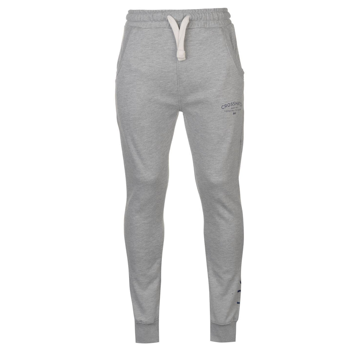 CROSSHATCH Leeroy Skinny Track Pants Slim Trousers Cotton Gym Trackies Joggers - Charcoal Marle