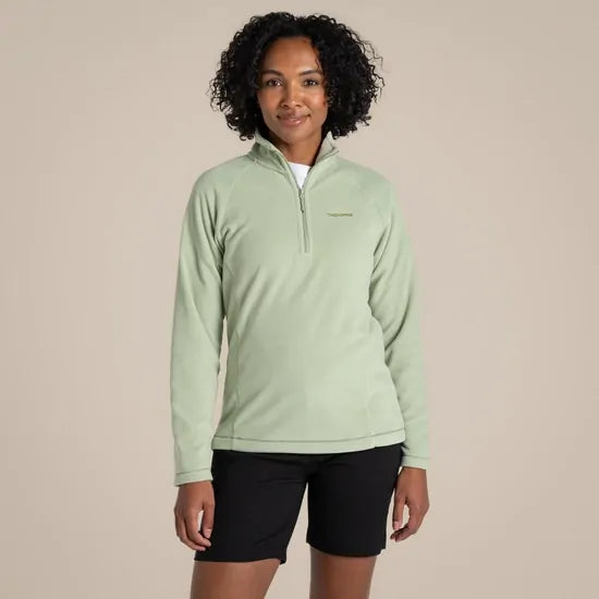 Craghoppers Womens Miska VI Pullover Lightweight Recycled Microfleece Half Zip Fleece in Bud Green - 10