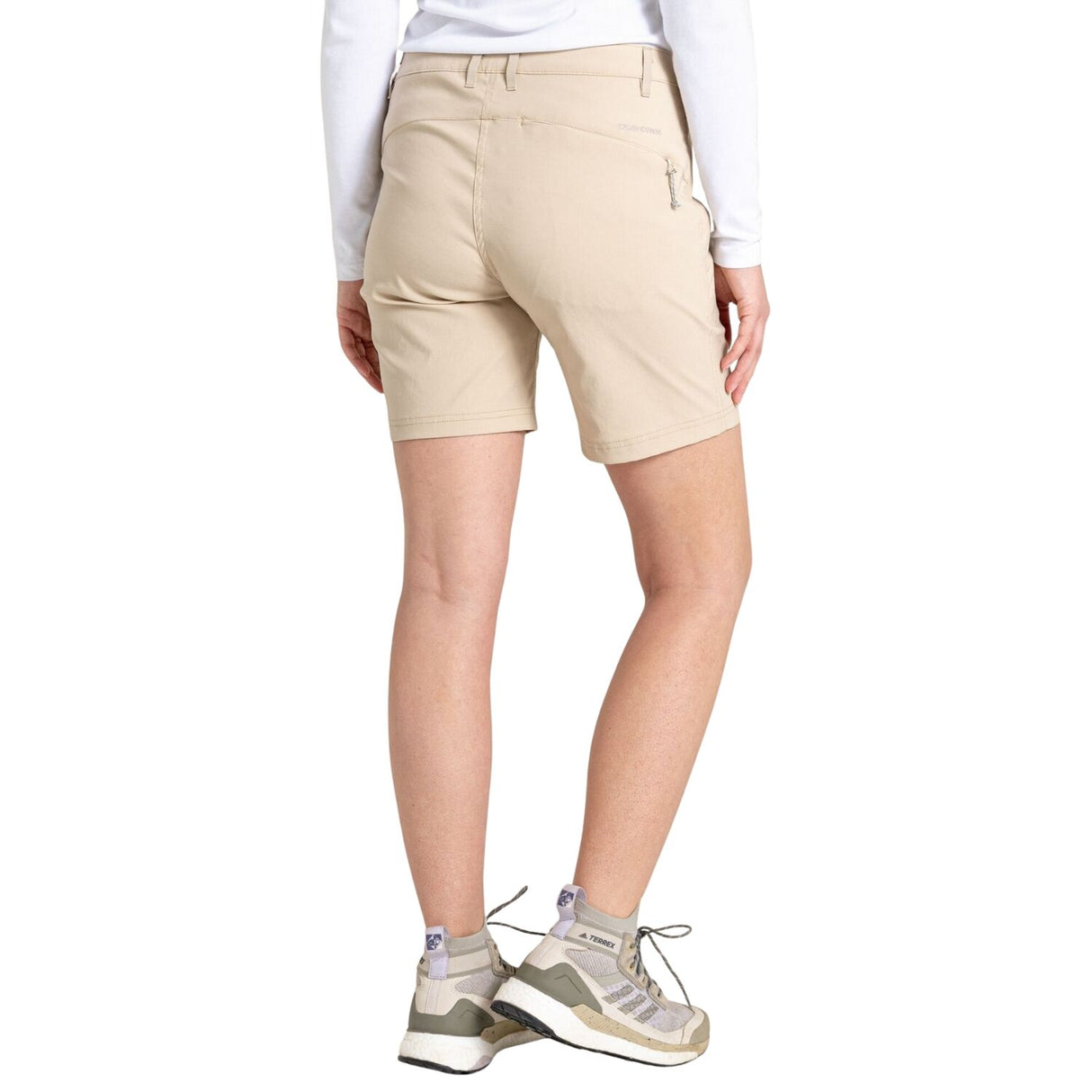 Craghoppers Kiwi Pro II Women’s Stretch Shorts UPF 50+ Water Repellent 7” in Desert Sand