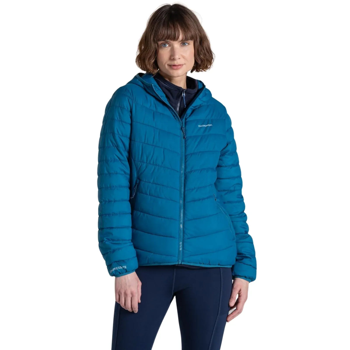 Craghoppers Womens Compresslite IX Hooded Insulating Jacket in Porcelain/Blue - 16