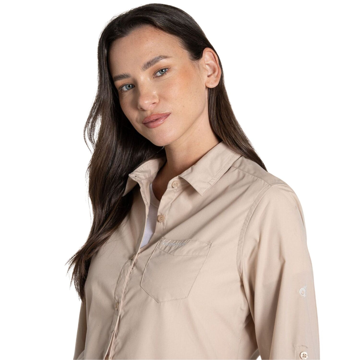 Craghoppers Womens Kiwi II Long Sleeve Outdoor Hiking Shirt in Desert Sand