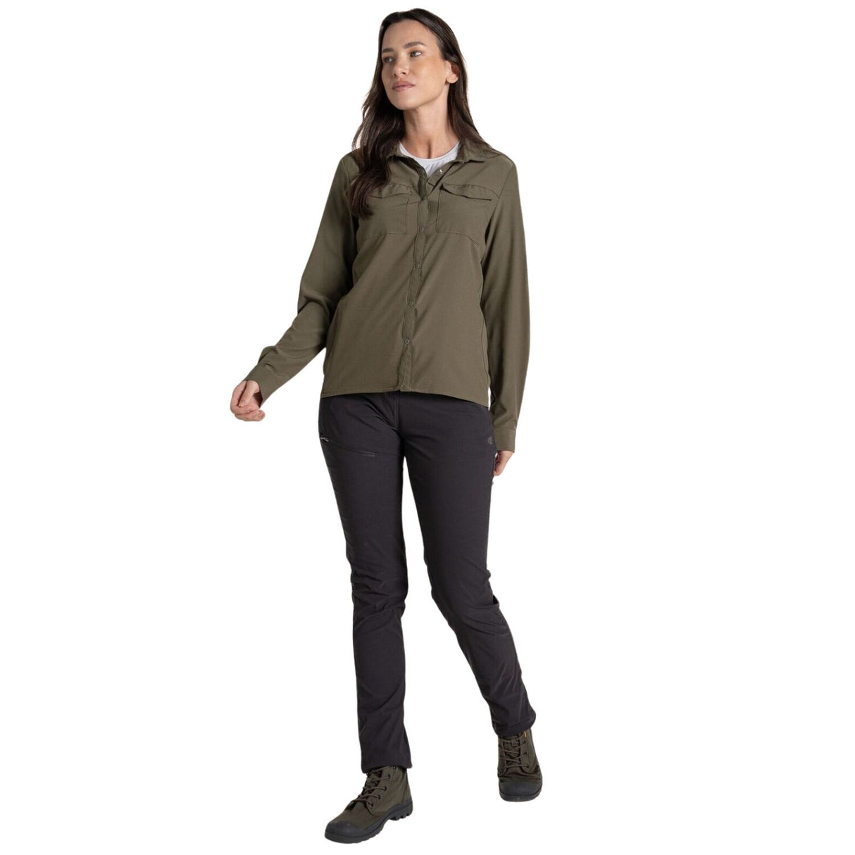 Craghoppers Womens Insect Repellent UPF50+ Quick Dry Pro Long Sleeve Shirt III in Wild Olive