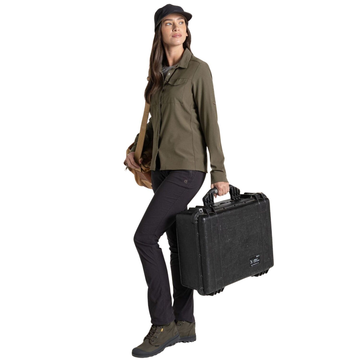 Craghoppers Womens Insect Repellent UPF50+ Quick Dry Pro Long Sleeve Shirt III in Wild Olive