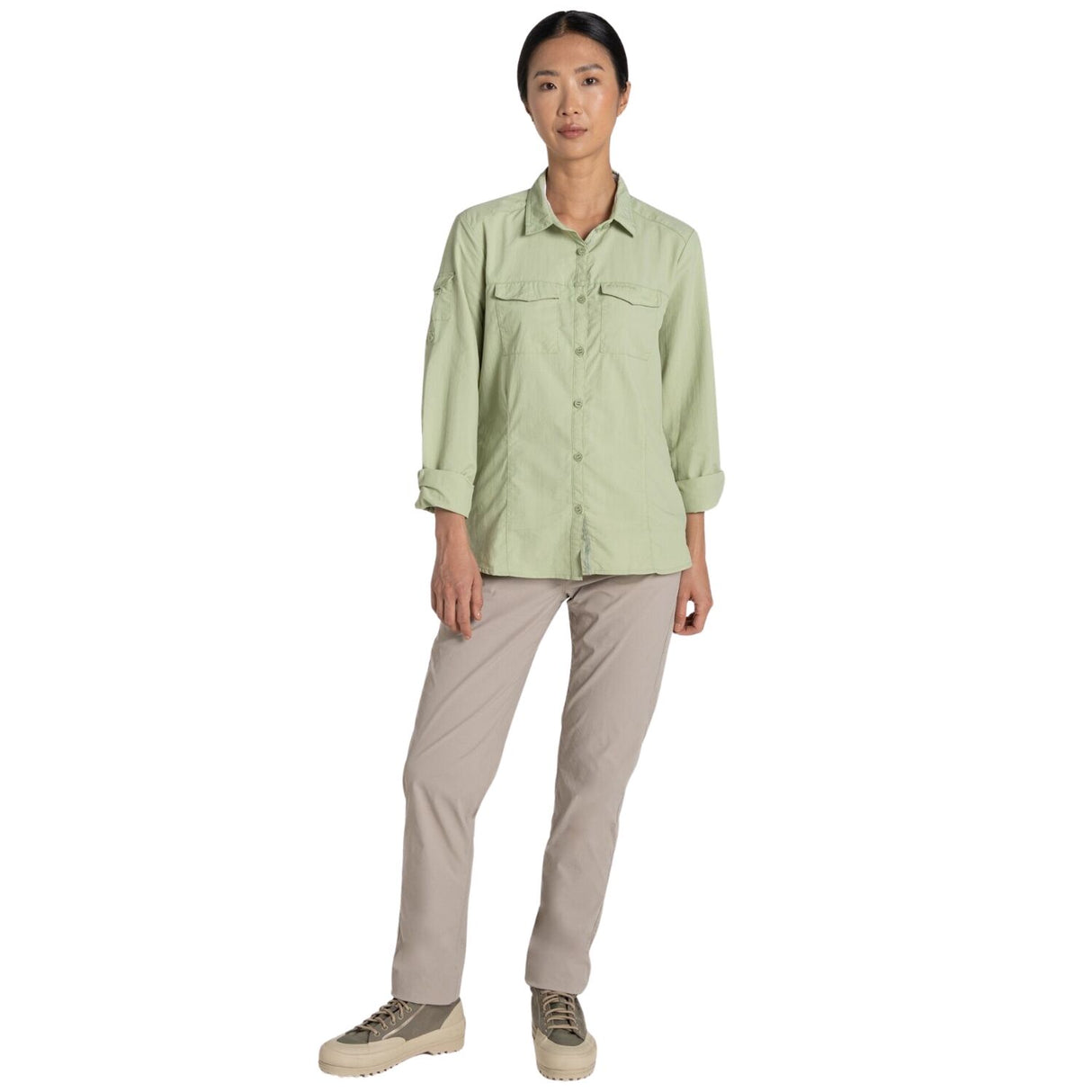 Craghoppers Womens Adventure Anti-Insect Quick Dry Long Sleeve Shirt III in Bud Green