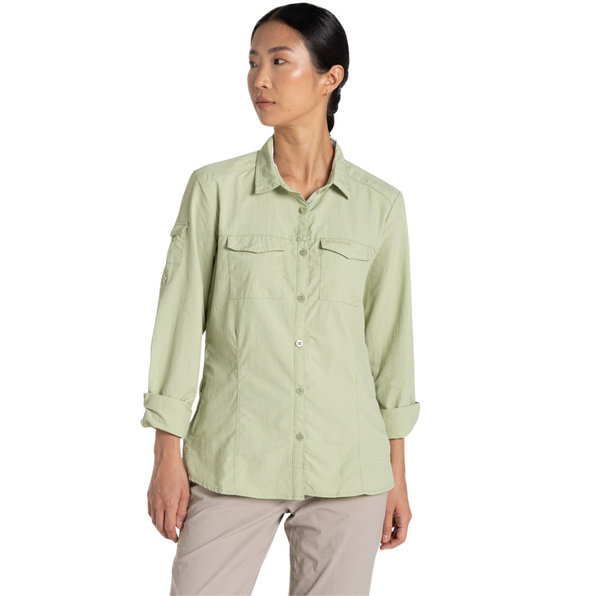 Craghoppers Womens Adventure Anti-Insect Quick Dry Long Sleeve Shirt III in Bud Green
