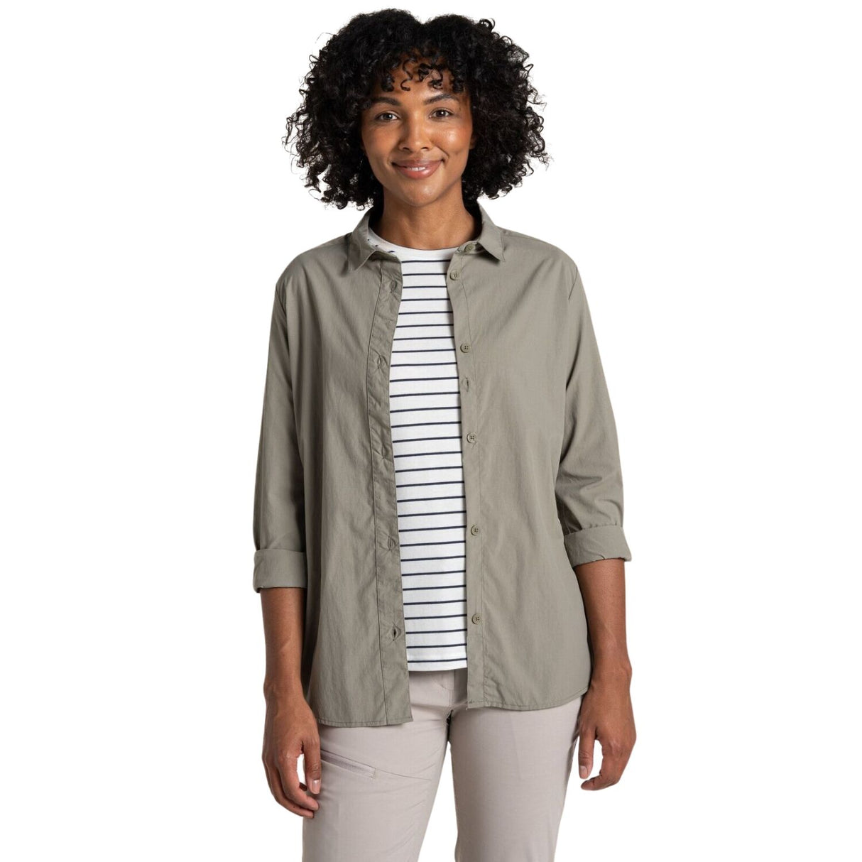 Craghoppers NosiLife Freeda Long Sleeve Shirt Womens Insect Repellent Quick Dry Travel Top in Vert