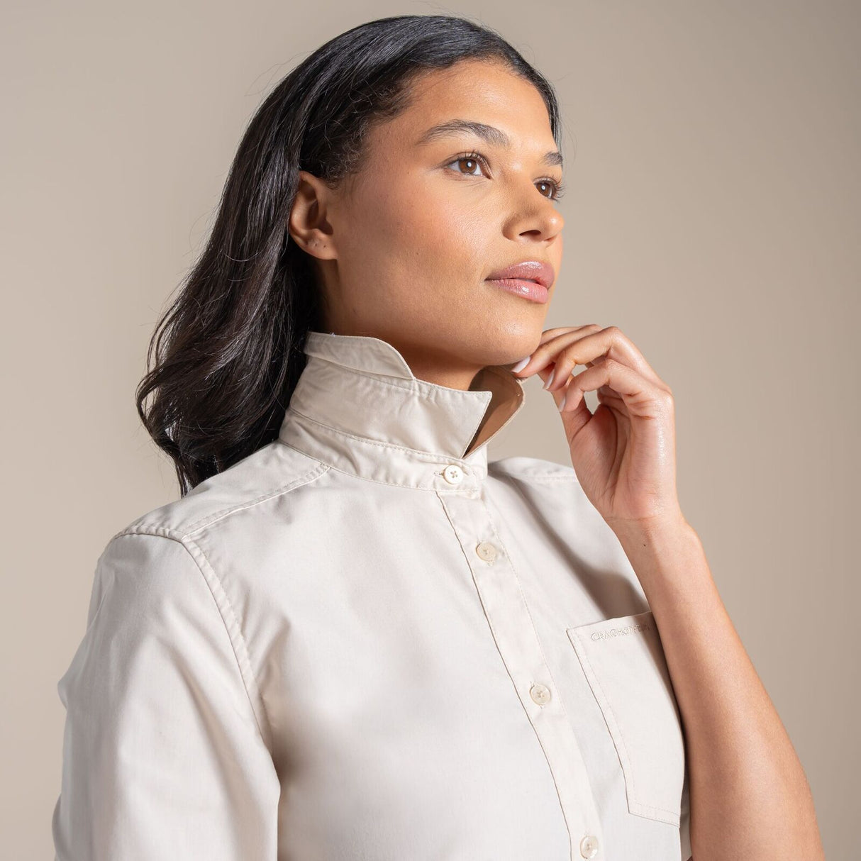 Craghoppers Womens Kiwi III Long Sleeved UPF30+ Quick Dry Shirt - Stone