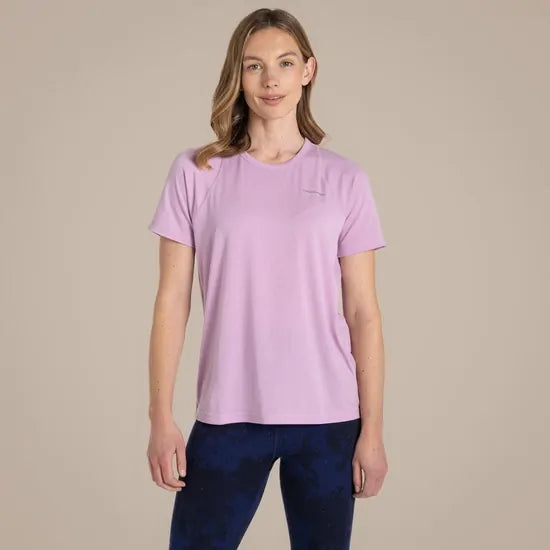 Craghoppers Dynamic Pro Women’s Short Sleeve T-Shirt Lightweight Moisture Wicking Stretch in Orchid - 10