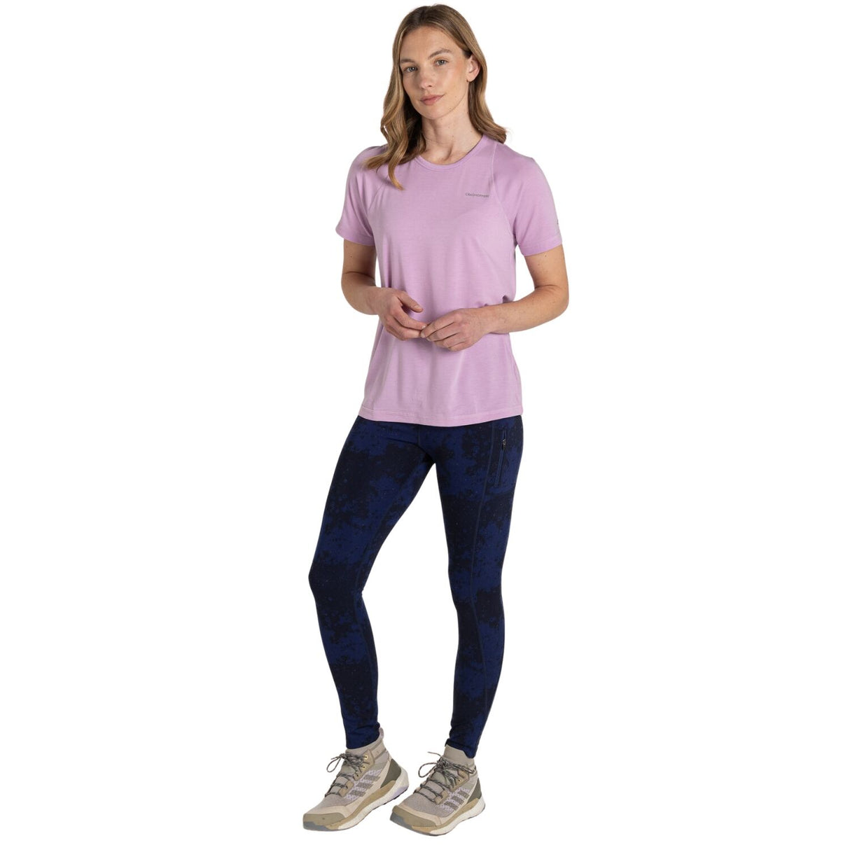 Craghoppers Dynamic Pro Women’s Short Sleeve T-Shirt Lightweight Moisture Wicking Stretch in Orchid