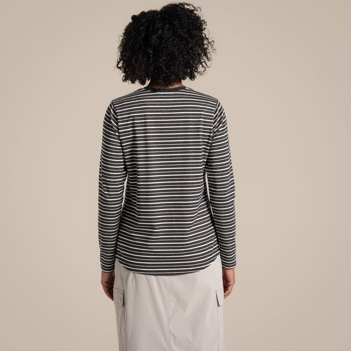 Craghoppers NosiLife Akona Long Sleeved Top in Charcoal Stripe