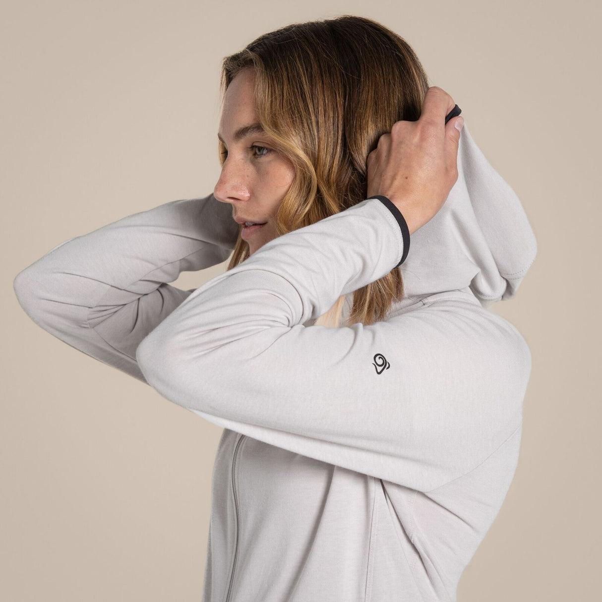 Craghoppers NosiLife Afia Hooded Slim Fit Jacket in Light Grey Marl