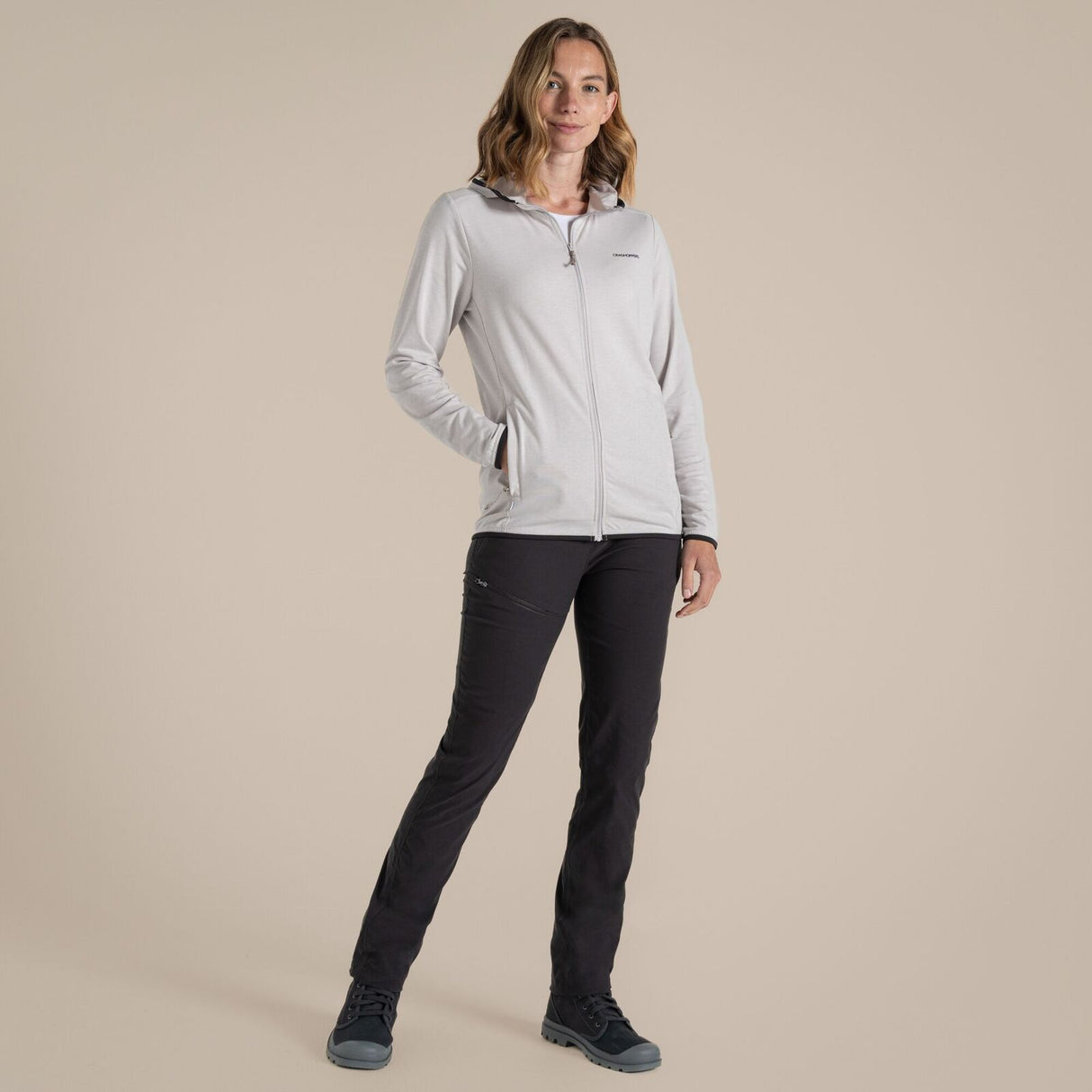 Craghoppers NosiLife Afia Hooded Slim Fit Jacket in Light Grey Marl