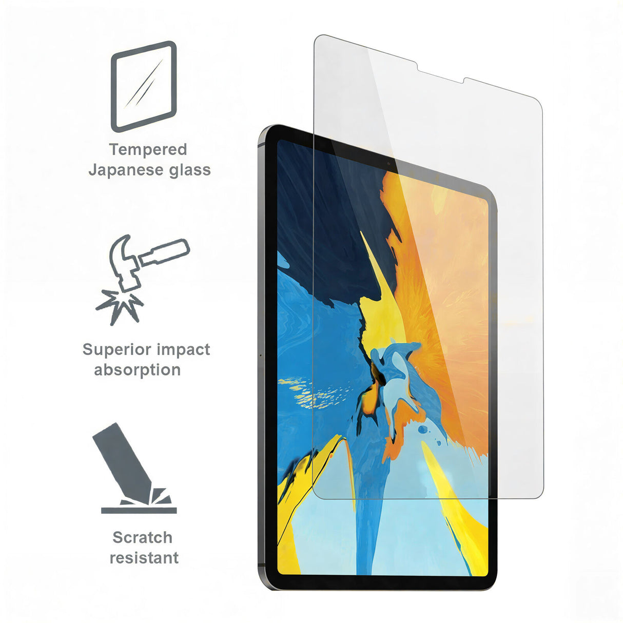 Cygnett OpticShield Tempered Glass Screen Protector iPad Pro 11 iPad Air 10.9 9H Hardness Oleophobic Clear