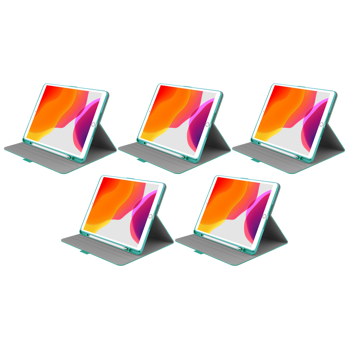 5x Cygnett TekView Slimline Case for iPad 10.2" with Apple Pencil Holder in Jade/Green (Bulk Pack)