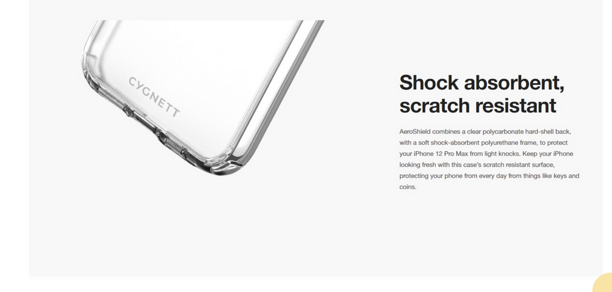 Cygnett AeroShield Clear Protective Phone Case for iPhone 12 Pro Max - Clear