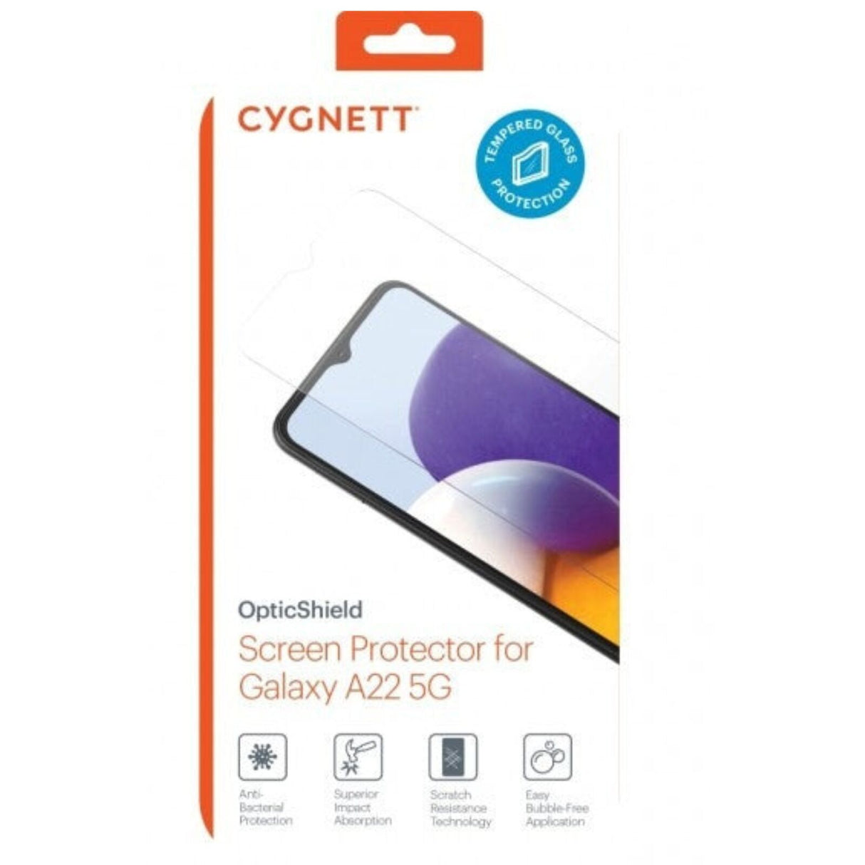 Cygnett OpticShield Antibacterial Screen Protector for Samsung Galaxy A22 5G