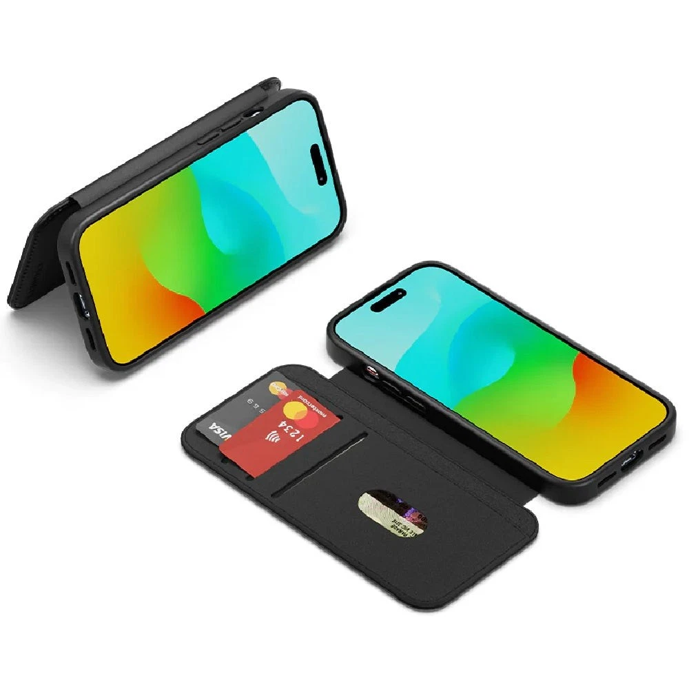 5x Cygnett Magnetic MagSafe Leather Wallet Case (Suits iPhone 15) Bulk Pack - Black