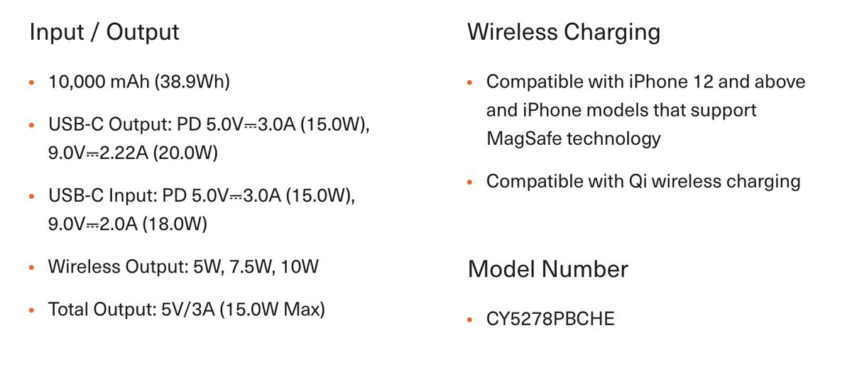 Cygnett Magnetic Wireless Power Bank 10K Magsafe Compatible - Black