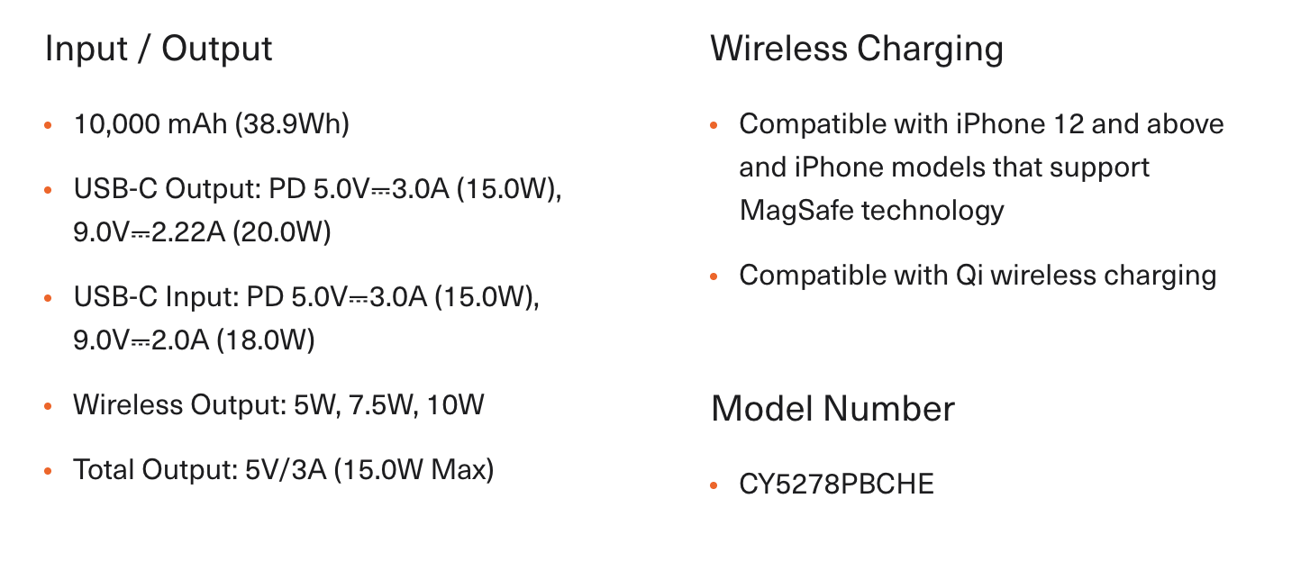 Cygnett Magnetic Wireless Power Bank 10K Magsafe Compatible - Black