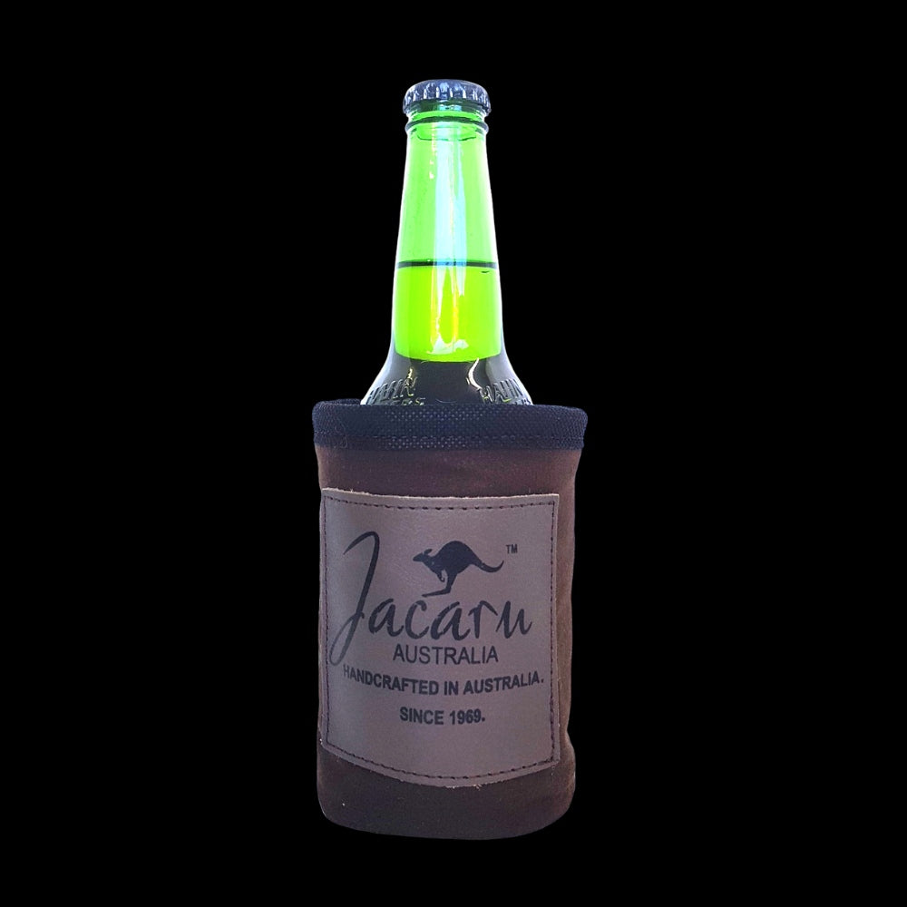 Jacaru 5068 Oilskin Stubby Holder - Wool Lined Can Cooler (Made in Australia)