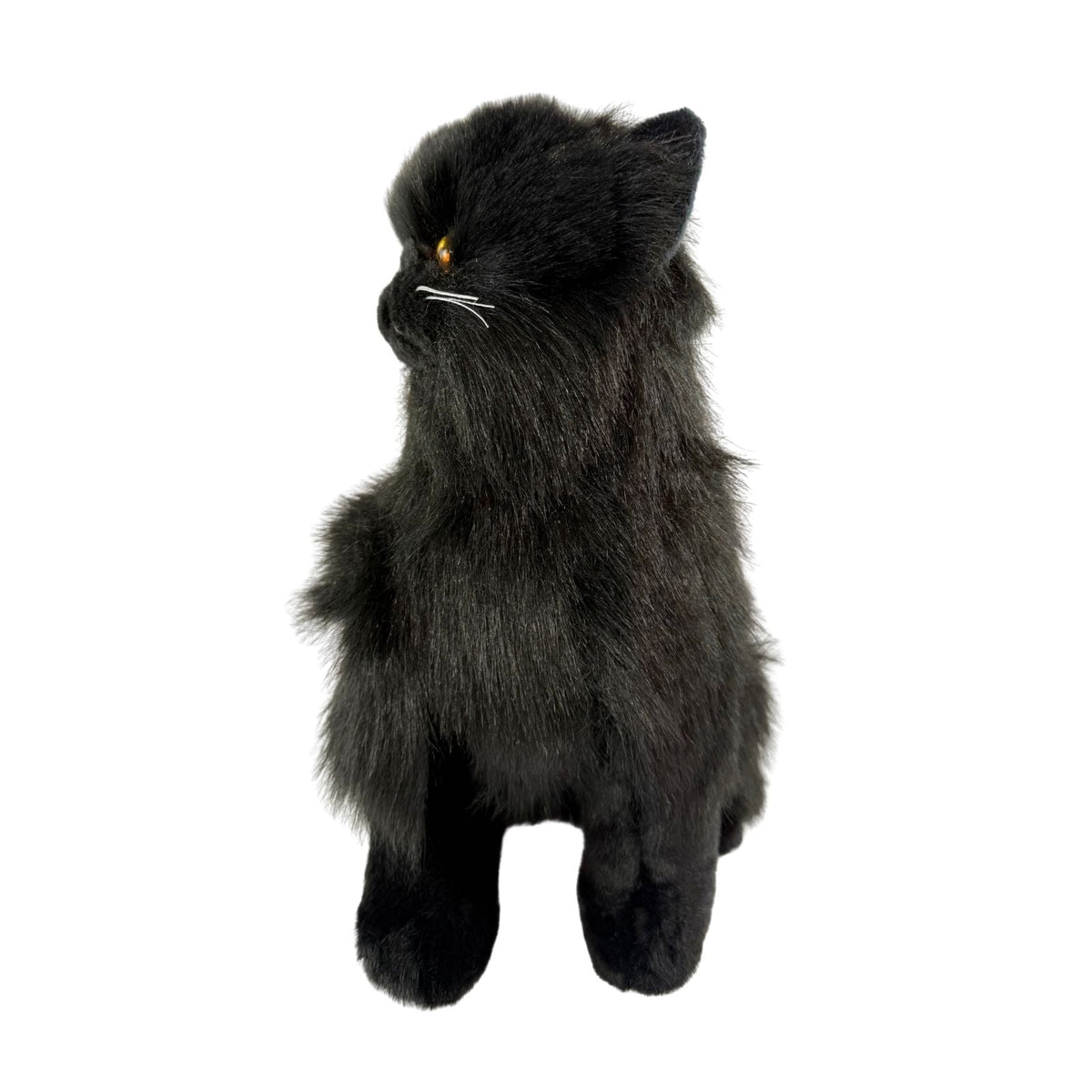 Bocchetta Crystal 34cm Sitting Black Cat Plush Toy (Realistic Stuffed Animal Cat Gift)