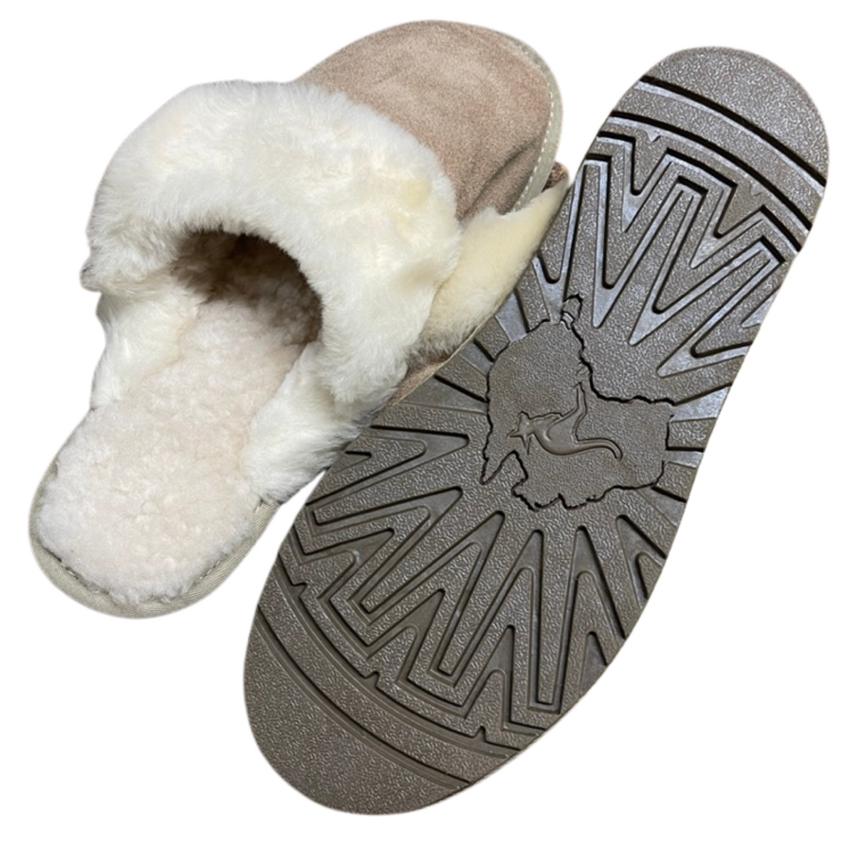 Australian Sheepskin Merino Wool Scuffs Moccasins Slippers Winter Non Slip UGG - Sand