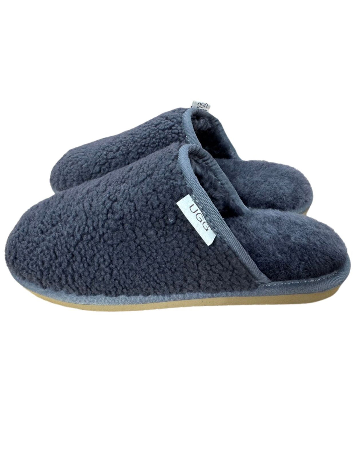 100% Australian Merino Sheepskin Curly Scuffs Moccasins Boucle Slippers Slip On UGG - Grey